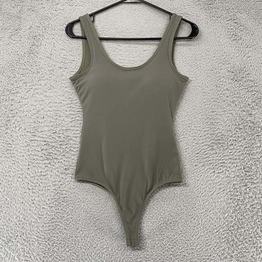 Klassy Network Bodysuit Womens Medium Green Scoop Neck Thong Minimalist Capsule